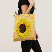 Tournesol sur Sac fourre-tout Jaune Vintage (De près)