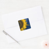 Tournesol sur Sticker Carré Bleu (Enveloppe)