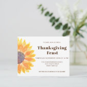 Tournesol Thanksgiving Diner Invitation Carte post (Debout devant)