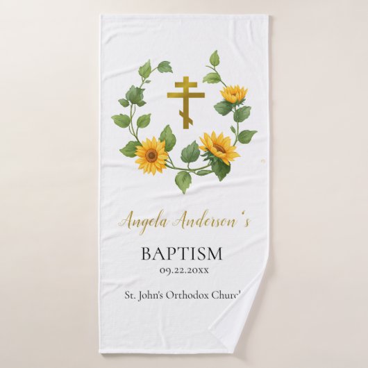 Tournesol Whimsical Wreath Orthodoxe Baptême Cadea (Serviette de bain)