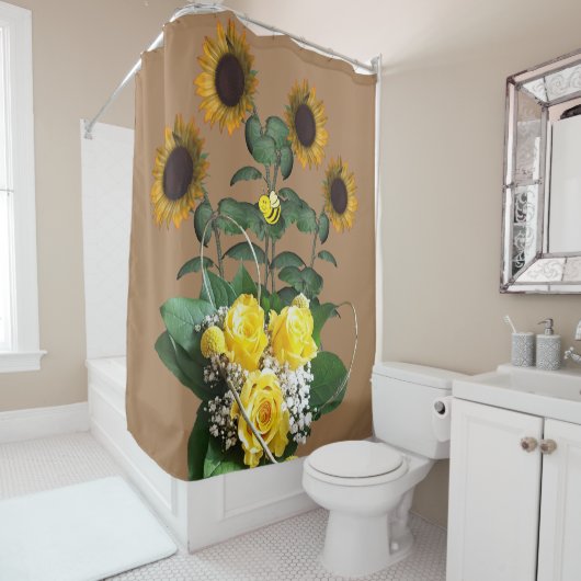 Tournesol Yellow Roses Douche rideau (En situation)