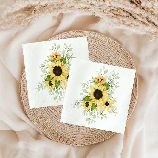 Tournesols à l'aquarelle Serviette en papier