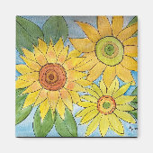 Tournesols aquarelle sur aimant (Devant)