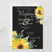 Tournesols aquarelle sur invitation de mariage noi (Devant)