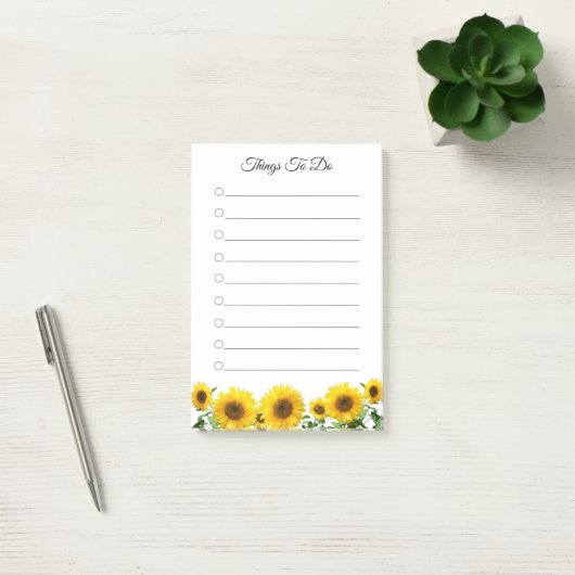 Tournesols Choses à faire Lined Post-it Notes (Bureau)