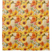 Tournesols, Dahlias, Zinnias rideau de douche fleu (Devant)