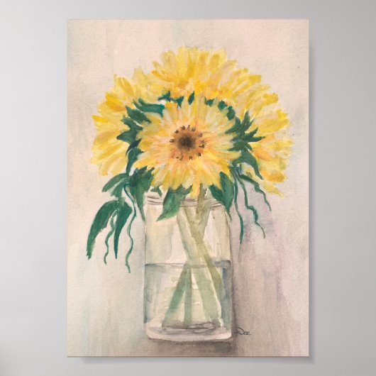Tournesols dans une affiche Vase Premium Canvas (5 (Devant)