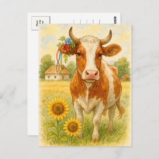 Tournesols de vache ukrainienne Carte postale Post (Devant / Derrière)