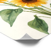 Tournesols dorés Art mural botanique à l'aquarelle (Coin)