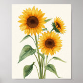 Tournesols dorés Art mural botanique à l'aquarelle (Devant)