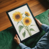 Tournesols dorés Art mural botanique à l'aquarelle