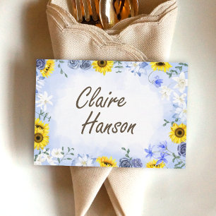Tournesols, Dusty Blue Roses Nom Carte Place