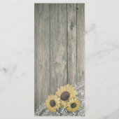 Tournesols en bois rustique Élégant menu Mariage d (Dos)