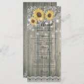 Tournesols en bois rustique Élégant menu Mariage d (Devant / Derrière)