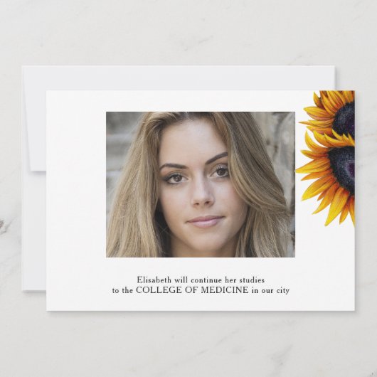 Tournesols en or 2 photos faire-part de graduation (Dos)