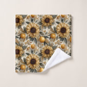 Tournesols et agrumes rustiques d'automne (Gant de toilette)