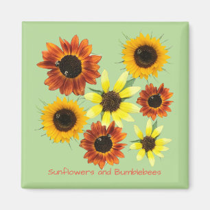 Tournesols et bourdons Votre texte Magnets