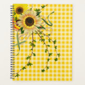 Tournesols et coccinelles sur gingham jaune (Devant)