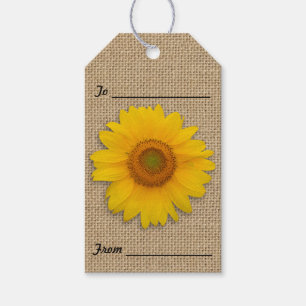 Tournesols et étiquettes rustiques de cadeau de