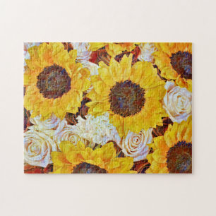 Tournesols et fleurs d'art Rose Puzzle