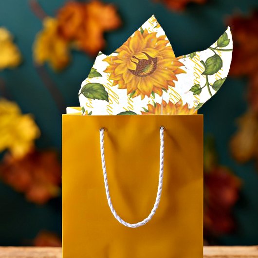 Tournesols et papier de soie texte
