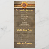 tournesols et programmes de mariage campagnard du (Dos)