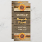 tournesols et programmes de mariage campagnard du (Devant / Derrière)