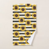 Tournesols et rayures noires (Serviette à main)