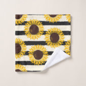 Tournesols et rayures noires (Gant de toilette)