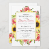 Tournesols et Rose Invitation à la douche nuptiale (Devant / Derrière)