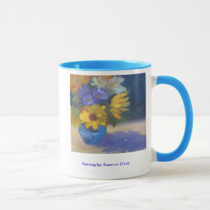 Tournesols et tasse de marguerites