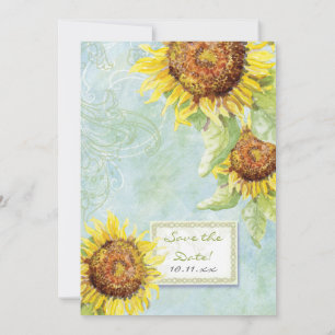 Tournesols et Volutes, Faire-part de Mariage