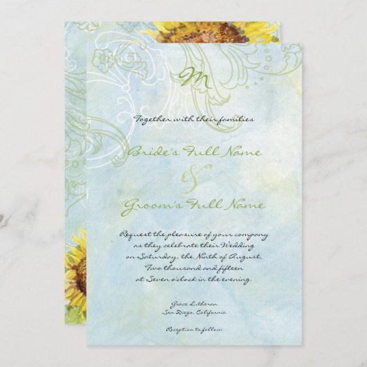 Tournesols, Faire-part de mariage (Devant / Derrière)