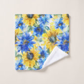 Tournesols Floraux Jaune Bleu (Gant de toilette)