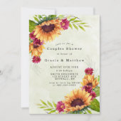 Tournesols Floraux rose Couples Invitations de dou (Devant)