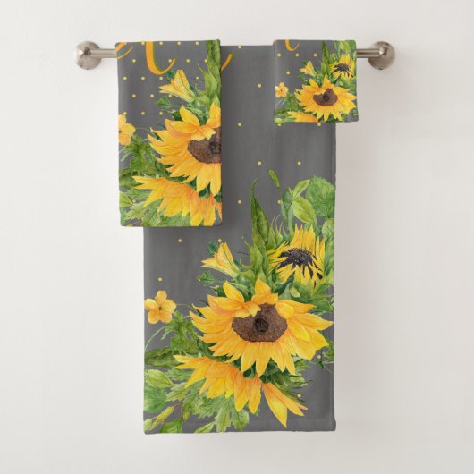 Tournesols monogrammes Décor gris jaune (En situation)