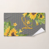Tournesols monogrammes Décor gris jaune (Serviette à main)