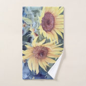Tournesols peints avec une abeille (Serviette à main)