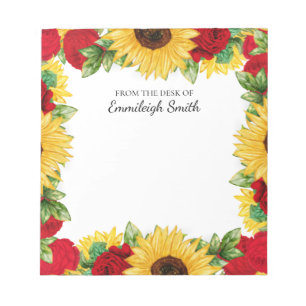 Tournesols Roses Féminins et Girly Bloc-Notes De B