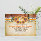 Tournesols Rustique mariage en bois Invitations (Debout devant)