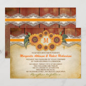 Tournesols Rustique mariage en bois Invitations (Devant / Derrière)