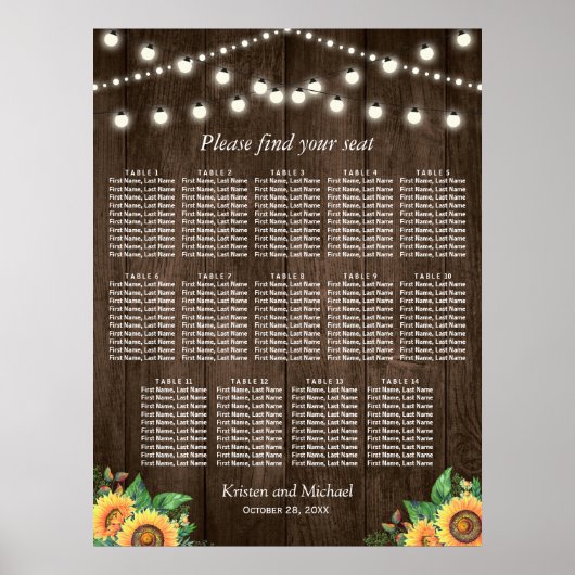 Tournesols rustiques 14 Tables Mariage Tableau de  (Devant)