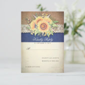 Tournesols rustiques Burlap Marine Wedding RSVP (Debout devant)