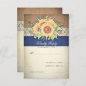 Tournesols rustiques Burlap Marine Wedding RSVP (Devant / Derrière)