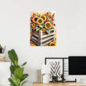 Tournesols rustiques en Crate Poster mural d'autom (Bureau à domicile)