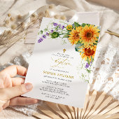 Tournesols Rustiques & Lavander Baptême Invitation