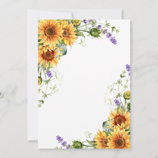 Tournesols Rustiques & Lavander Baptême Invitation (Dos)