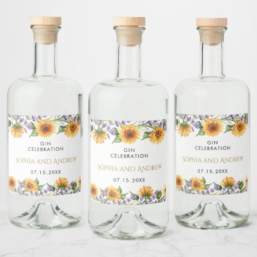 Tournesols rustiques & Lavender Mariage Étiquette (Bouteilles)