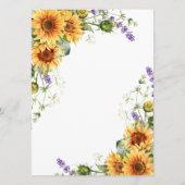 Tournesols rustiques & Lavender Menu Mariage (Dos)