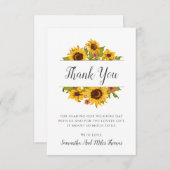 Tournesols Rustiques Mariage Carte de remerciement (Devant / Derrière)